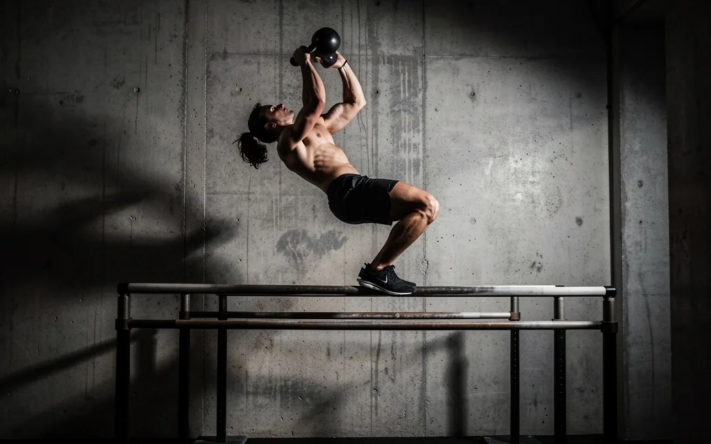 Swing de kettlebell en espacio de entrenamiento