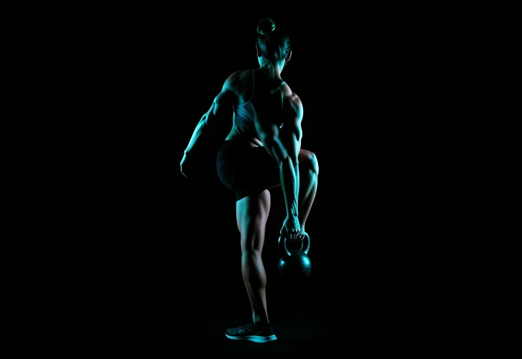 Practicante ejecutando un patrón de movimiento funcional con kettlebell